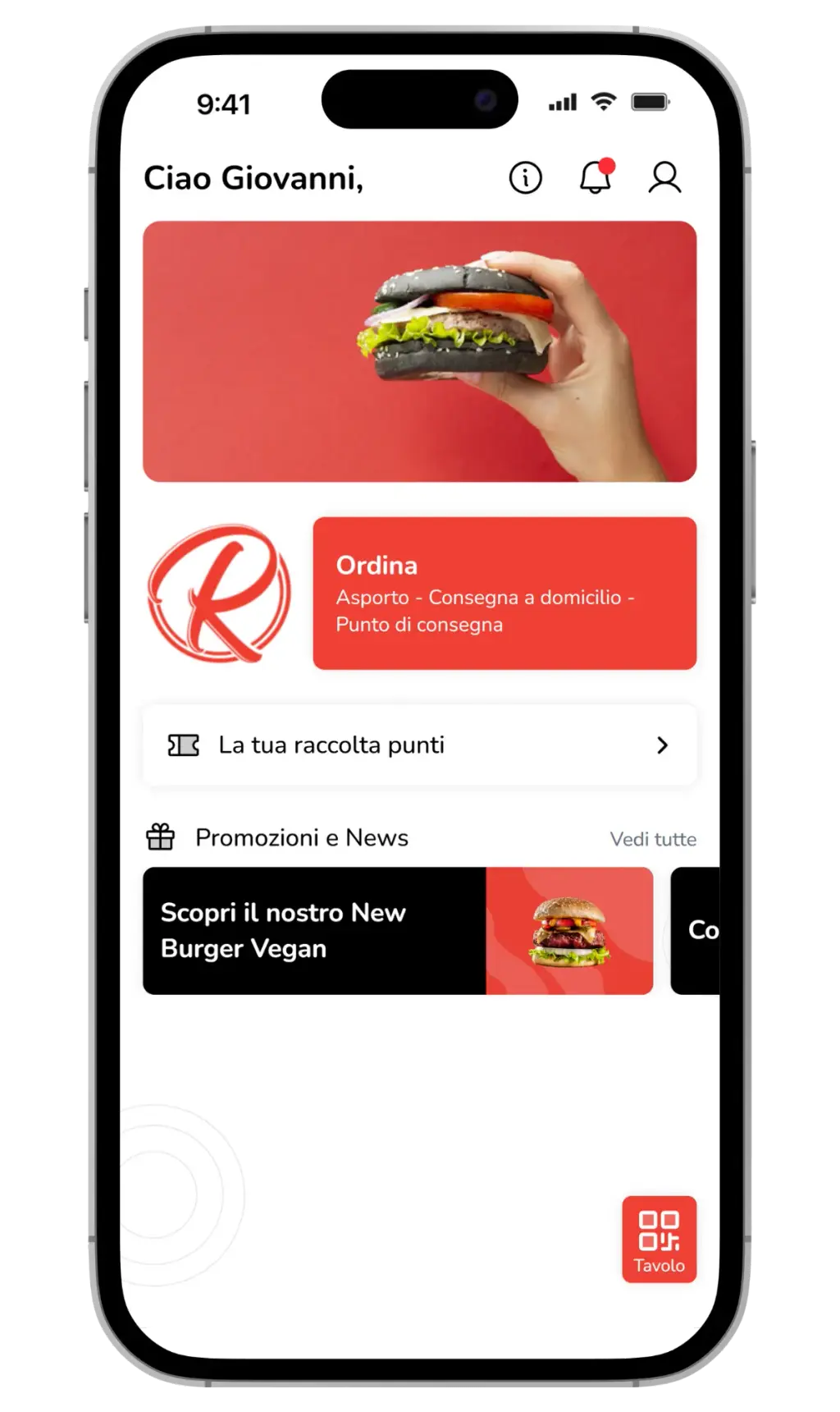 Schermata della home dell'App xMenu