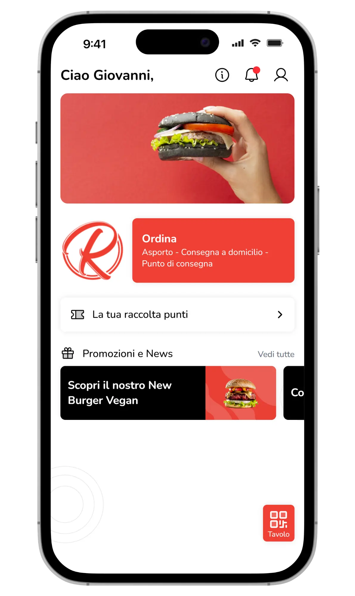 Schermata della home dell'App xMenu